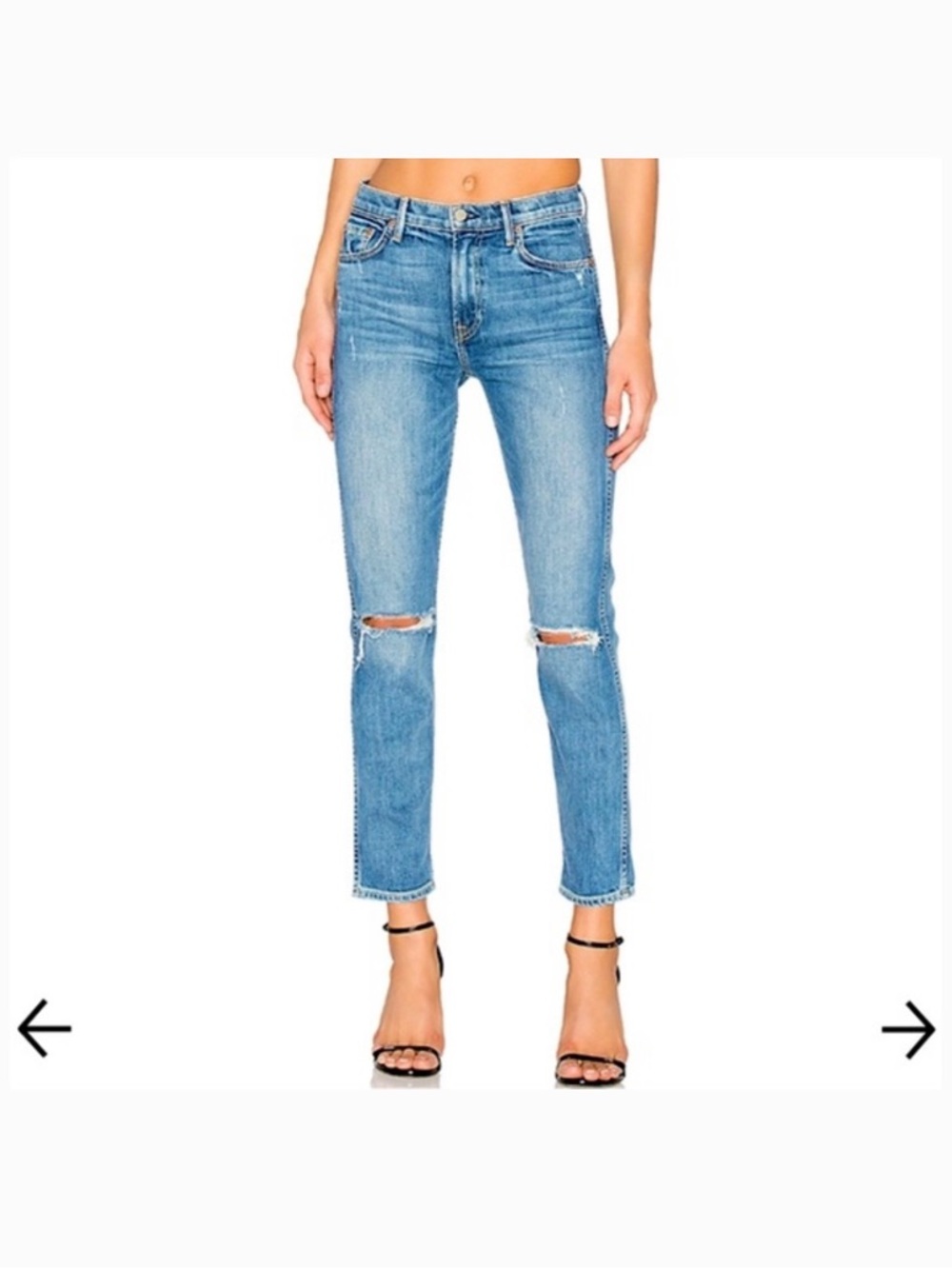 GRLFRND Light Blue Straight-Leg Distressed Jeans